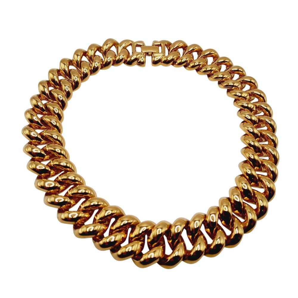 Vintage MONET Gold Plated Chunky Link Necklace 1980s 16 Inch - Picture 5 of 11